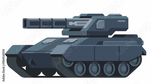 A sleek, modern tank illustration on a white background, showcasing military technology with a focus on design, engineering, and contemporary aesthetics in warfare imagery.
