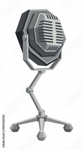 A visually appealing illustration of a vintage microphone, highlighting its retro design and classic style, perfect for music and performance enthusiasts.