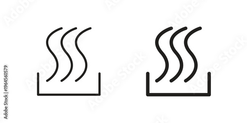 Heat icons line and solid version, outline and filled vector design set