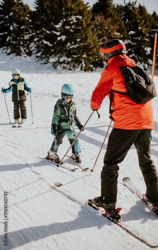 Kids learn to ski in winter...