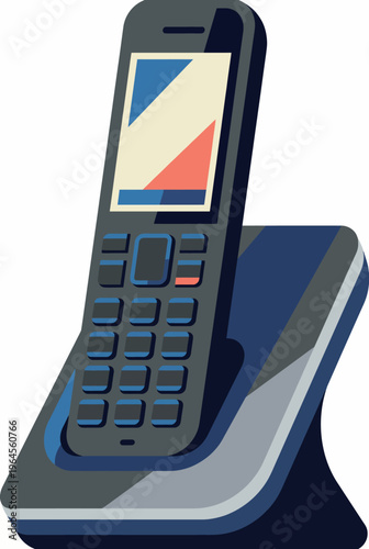 A stylish vintage telephone stands elegantly on a modern base, showcasing a blend of classic design and contemporary aesthetics that adds charm to any space.