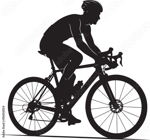 Cycling silhouette, road bike rider, black vector icon, athletic cyclist