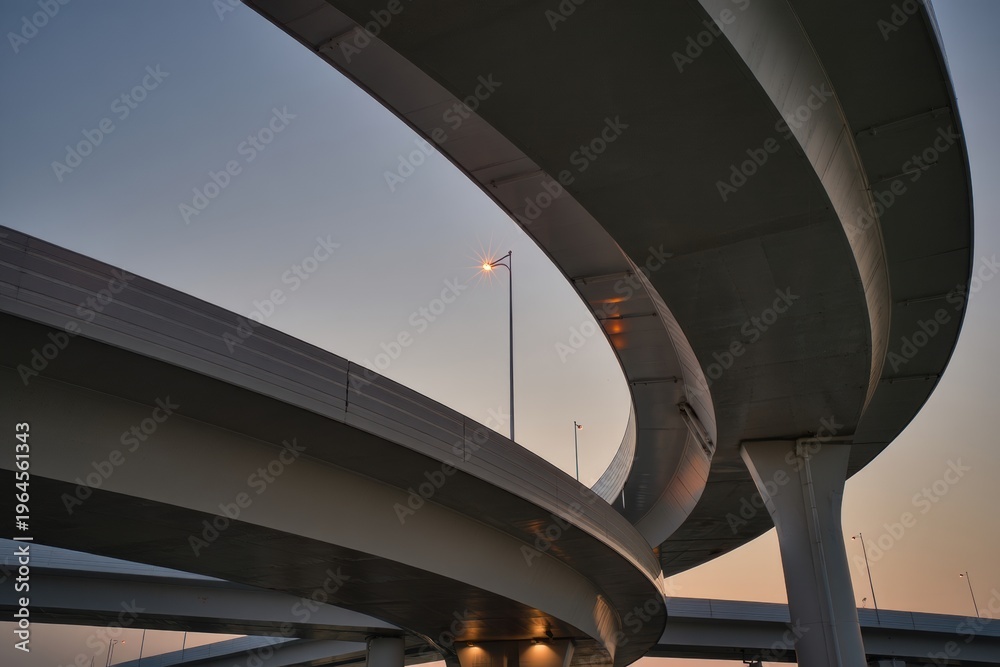 Fototapeta premium Modern Highway Overpass at Twilight