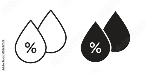 Humidity icons line and solid version, outline and filled vector design set