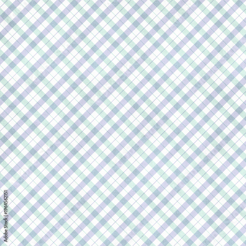 Pastel diagonal plaid with mint and lavender hues. Clean seamless geometric textile pattern ideal for fashion, wrapping paper, and fresh modern surface design.