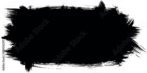 Black brush stroke on white background