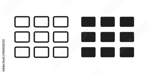 Keypad icons line and solid version, outline and filled vector design set