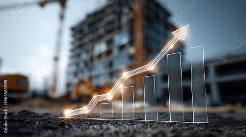 Construction growth trends urban development site infographic industrial environment dynamic viewpoint economic concept