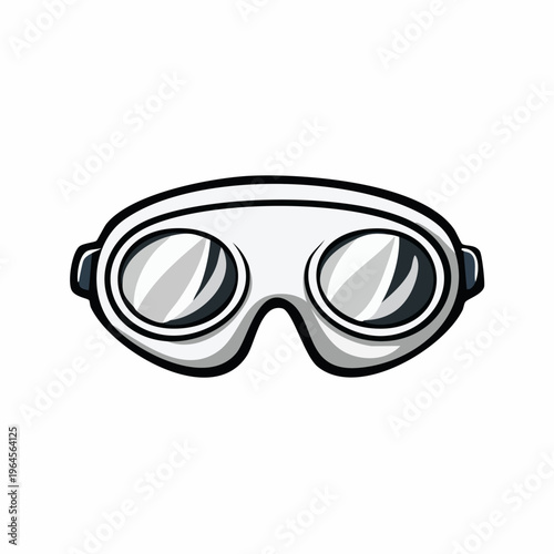 Diving Goggles Illustration Black White Design.