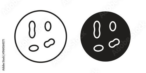 Microorganism icons line and solid version, outline and filled vector design set