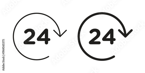 24 Hour time icons symbol. Simple, flat design for web or mobile app