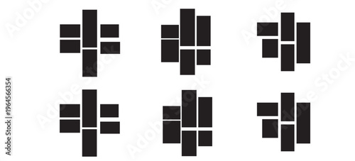 Asymmetrical 6 photo collage vector illustration. Tiles pattern for web and mockup presentation. Collage templates, Comics page grid layout abstract photo frames. pattern photo template collage.eps.10