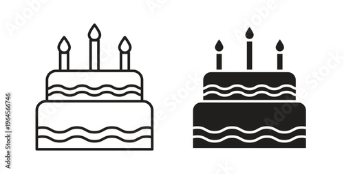 Birthday cake icons symbol. Simple, flat design for web or mobile app