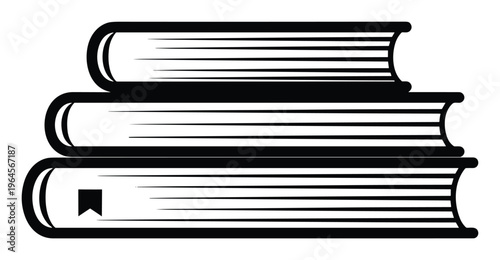 Stack of three hardcover books side view vector illustration for library and knowledge related design