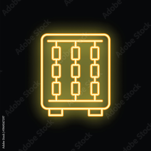 Glowing neon line electric radiator icon isolated on black background. Vector illustration