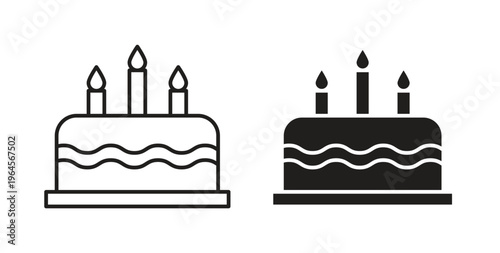 Cake icons symbol. Simple, flat design for web or mobile app