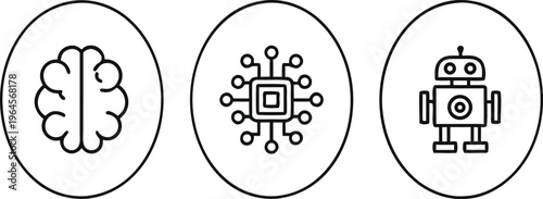 Artificial intelligence line with brain chip and robot line minimal technology