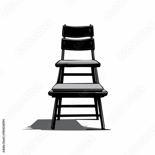 Black wooden folding chair with shadow.