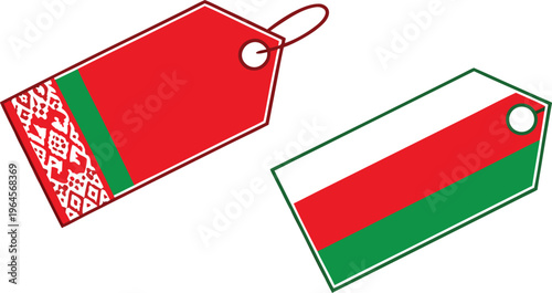 Belarusian flag price tags with bold shapes and patterns holiday sale