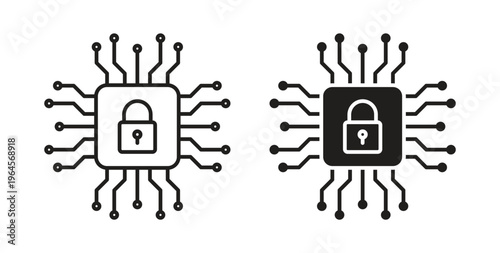 Cyber security icons symbol. Simple, flat design for web or mobile app
