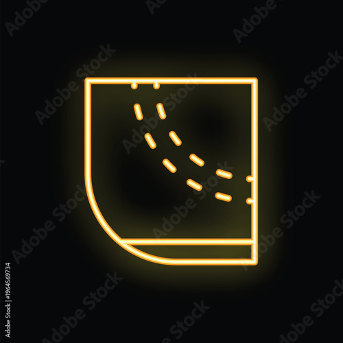 Yellow neon icon of a cricket field glowing on a black background, perfect for representing sports, competition, and athleticism