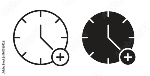 Extra hours icons symbol. Simple, flat design for web or mobile app
