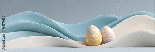 Beautiful greeting colorful background with Easter eggs for Easter. There is a place for text. For family holiday, advertising, design.