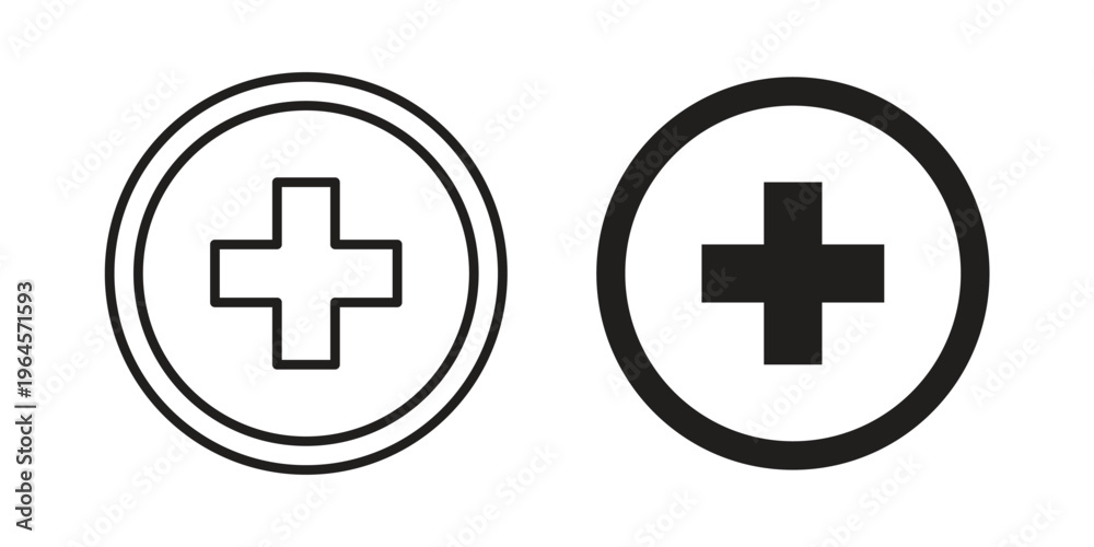 Fototapeta premium Plus icons line and solid version, outline and filled vector design set