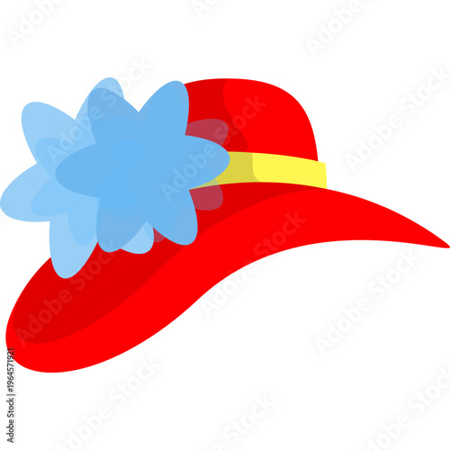 Summer hat vector. Cap from sun cartoon icon. Beach fashion headwear for lady isolated. Elegance headdress sunhat with brim and flower decoration on white background