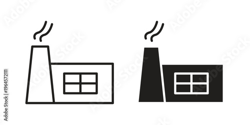 Pollution icons line and solid version, outline and filled vector design set