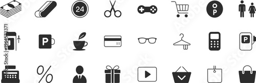 Assorted business and lifestyle icon set for mobile apps and web navigation