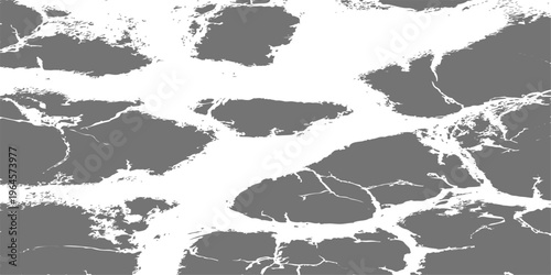 Set of grey ink splatters and paint splash shapes on white background, abstract grunge liquid blots collection