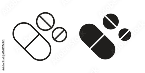 Painkiller pills icons symbol. Simple, flat design for web or mobile app