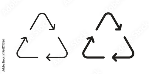 Recycle icons line and solid version, outline and filled vector design set