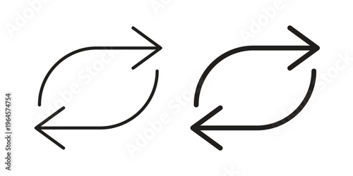 Refresh icons line and solid version, outline and filled vector design set