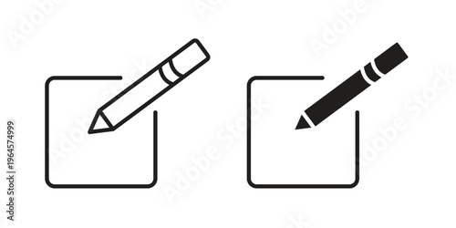 Register icons line and solid version, outline and filled vector design set
