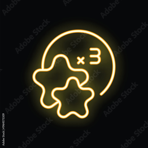 Yellow neon sign illustrating three stars inside a circle, evoking the concept of a loyalty program rewarding customers