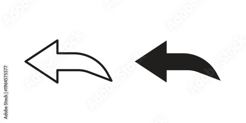 Reply icons line and solid version, outline and filled vector design set