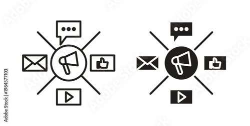 Social campaign icons symbol. Simple, flat design for web or mobile app