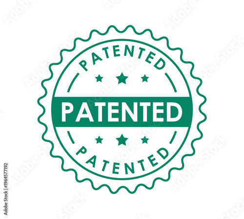 Patented Green Outline Seal Badge – Official Certification Stamp Label Icon