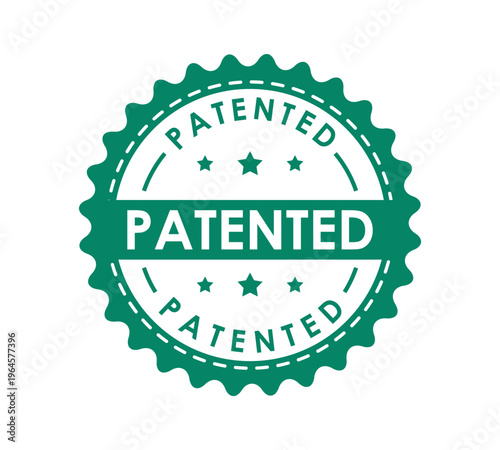 Patented Green Circular Seal Badge – Official Certification Stamp Label Icon