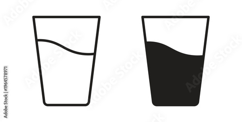 Water glass icons symbol. Simple, flat design for web or mobile app