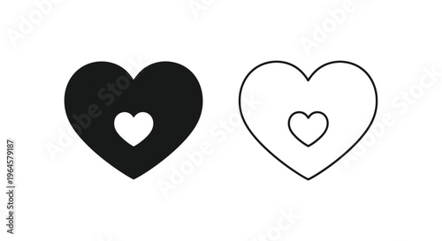 Black and white heart shapes with hearts inside Vector