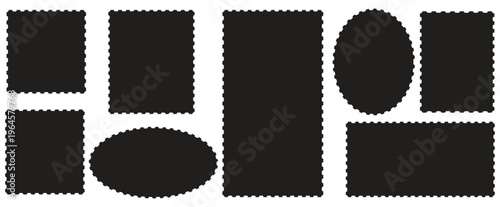 Scallop squiggly borders frame collection. Vector set  zigzag wavy edge frames.