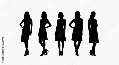 Business woman and people silhouettes vector illustration