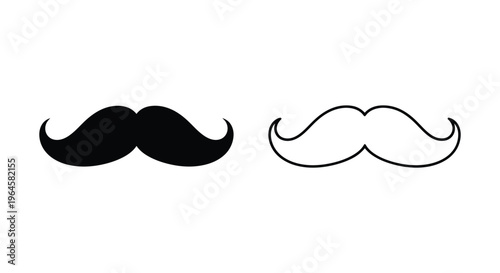 Black and white mustache icon set Vector