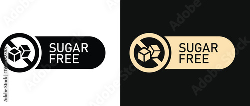 Sugar Free Label Icon Vector Set with Food Packaging Badge Design