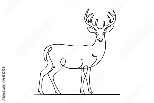 Elegant deer head illustration created with a single continuous line