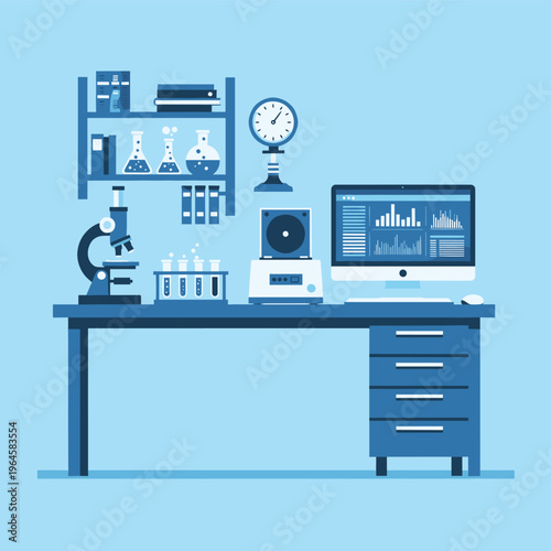 A minimalist blue graphic design element on a light blue background, conveying a sense of modernity and simplicity.