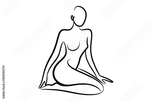 Abstract line drawing of a seated woman in a meditative pose